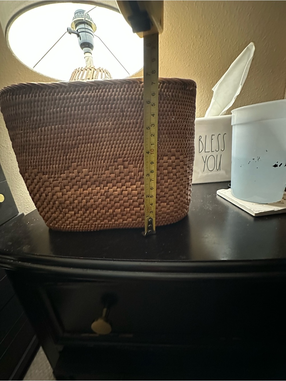 Handwoven Mini Rattan Bag with Wooden Bead Handle - Brown - Picture 6 of 6
